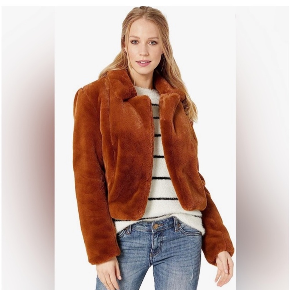 Blank NYC faux fur coat, brown/chestnut color